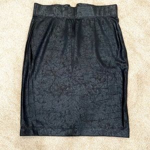 Black Mini Skirt - Distressed Faux Leather Look